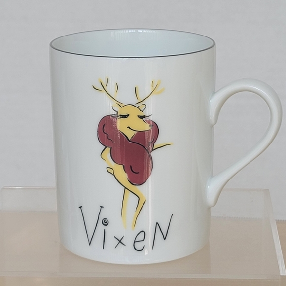 Pottery Barn Santa's Reindeer Japan Christmas Holiday Vixen Mug Coffee Cup 12 oz - Picture 1 of 10